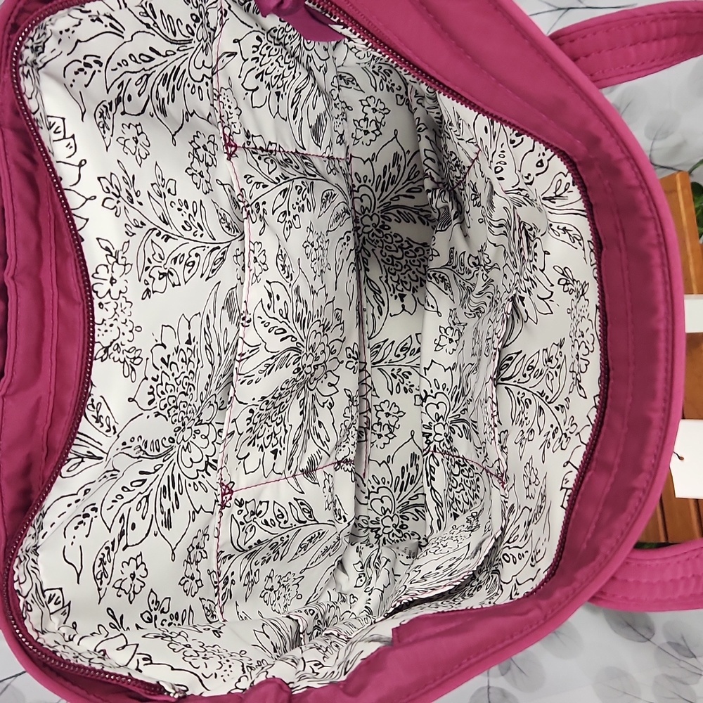 Vera Bradley Performance Twill Small Vera Tote in Raspberry Radiance - Picture 4 of 7
